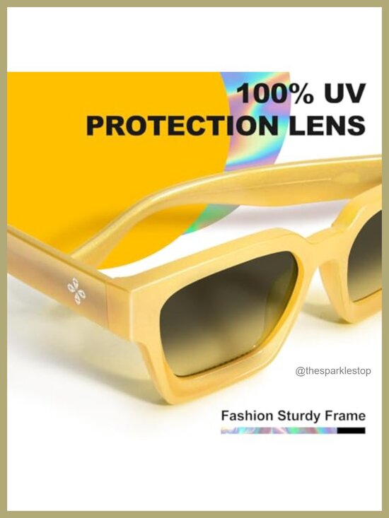 Trendy Rectangle Sunglasses Crystal Clear Frame Gold Wire Core Y2K Gradient main image 5